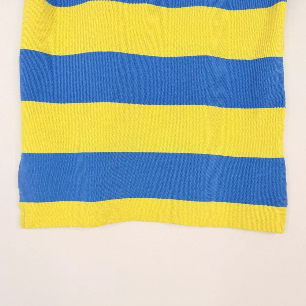 Ralph Lauren Youth Yellow Blue Striped Short Sleeve Rugby Polo Shirt SZ- M 10/12
